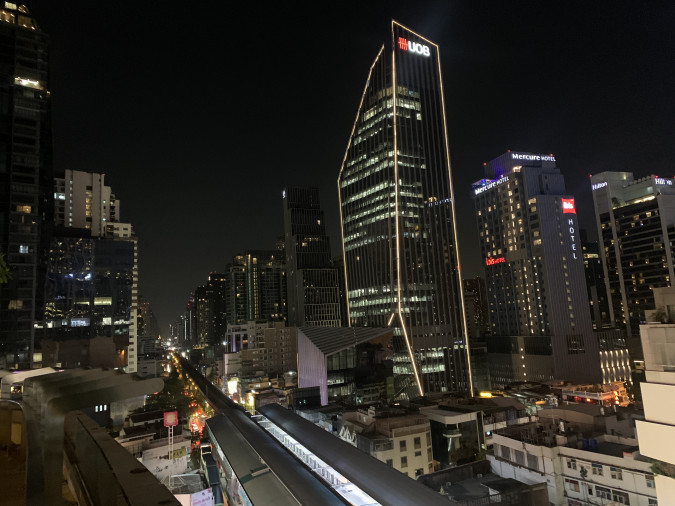 night view of phrom phong area in Bangkok