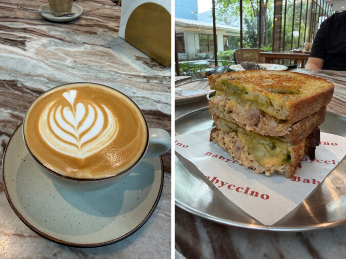 Babyccino-Bangkok-tuna-melt-and-coffee