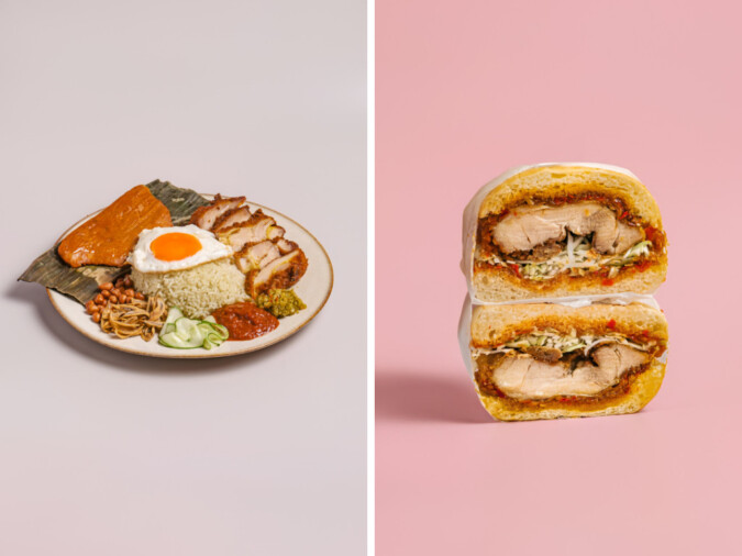 Classic nasi Lemak and a delicious chicken sandwich