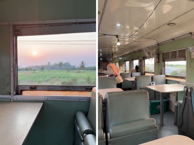 Sunset in Thai Train number 37 to Hat yai