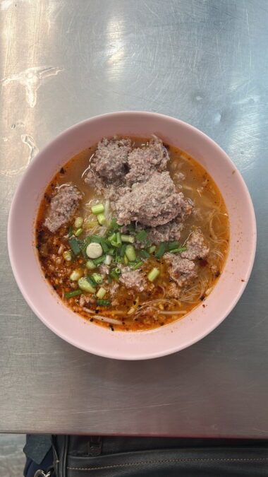 Spicy pork noodles bangkok