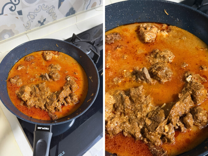 simmering down mutton curry